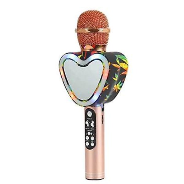 Hjerteformet trådløs bluetooth karaoke mikrofon, 4 i 1 med LED-lys til KTV red