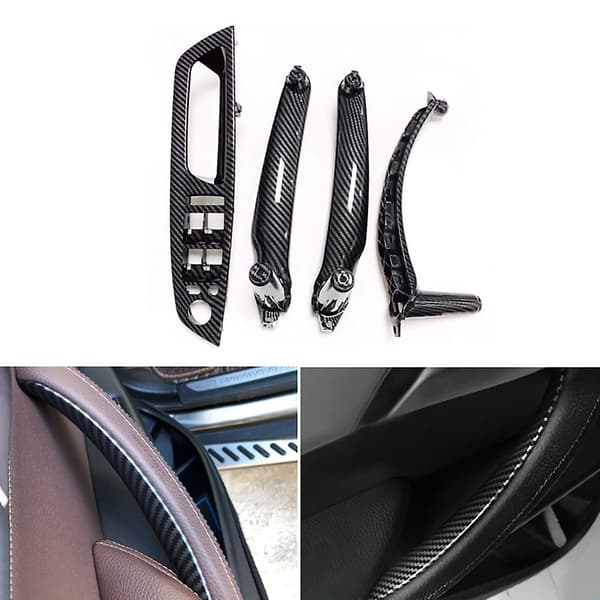 [LCS]4 STK Bil Interiør Vindusbryterpanel Dørhåndtak Trekkdeksel for- E70 E71 E72 X5 X6 2007-2014 Carbon fiber pattern