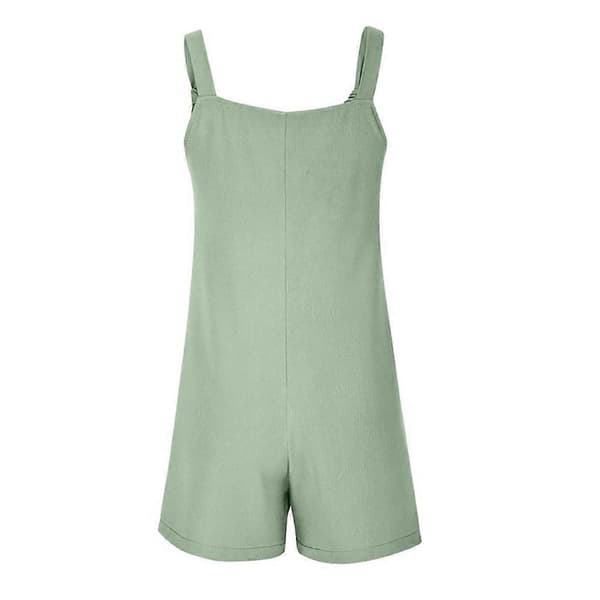 Sommer afslappede ærmeløse jumpsuits til kvinder Løs pasform Spaghetti-strop shorts Jumpsuit Strandovertræk med lommer