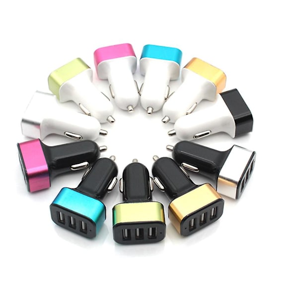 3 USB firkantet telefon biloplader black rose red