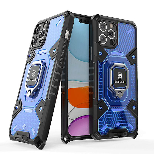 Iphone 12-serien Skal Med Ställ Andningsbart Anti-fall Skyddande Iphone 12 12pro Max Skal Blue iPhone 12