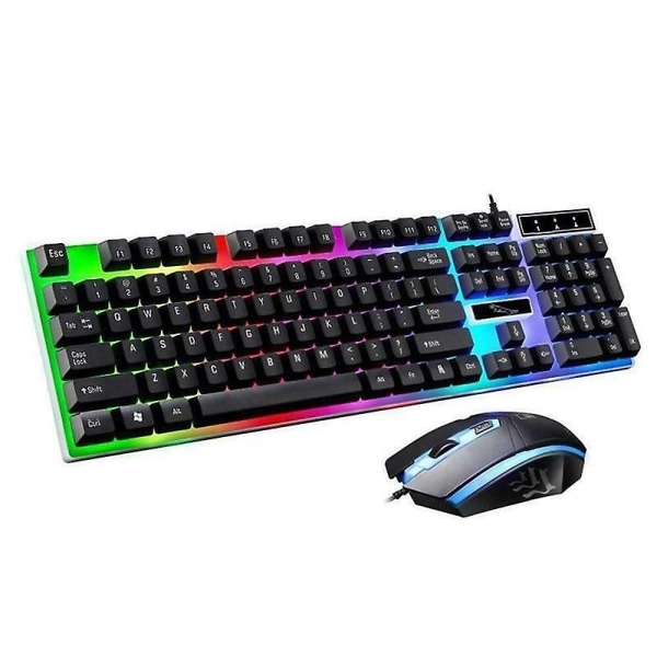 (Svart) Gamingtangentbord och musset Regnbåge LED USB-adapter för PS4 Xbox-spel