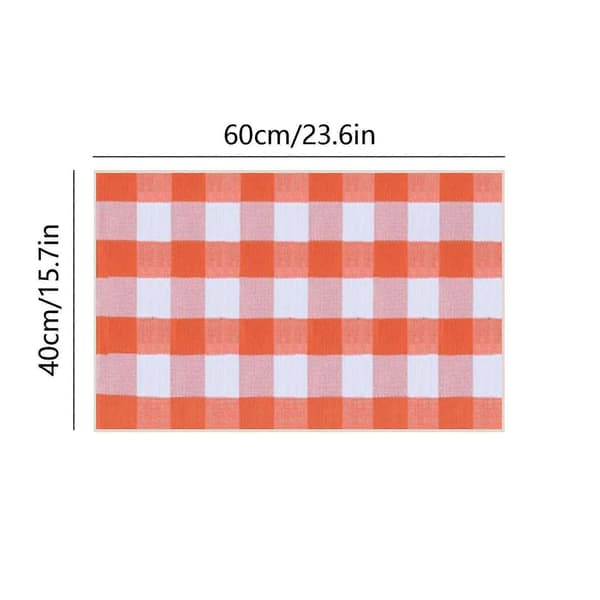 [LCS] Efterårs udendørstæppe - Orange Plaid, håndvævet lagdelt dørmåtte til veranda-indretning Orange