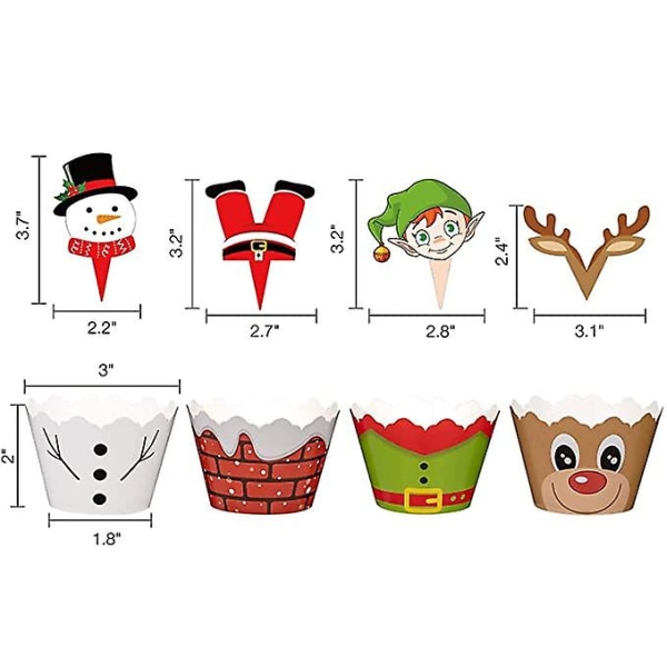 48 Stykker Julemuffins Toppers Omslag