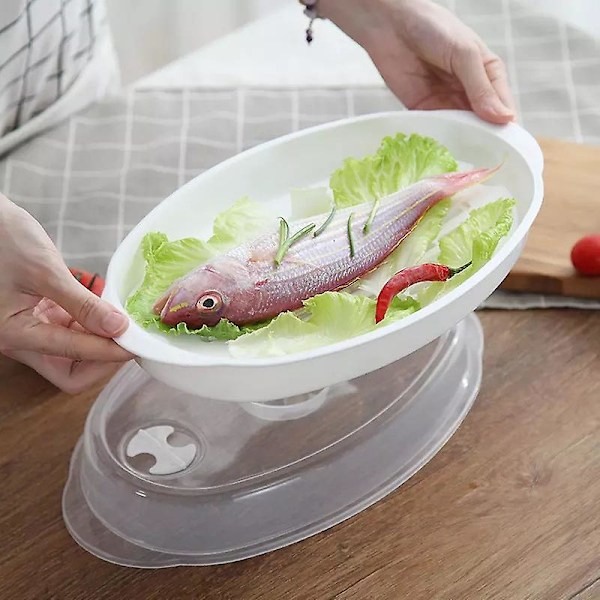 Ångkokare Värmare Skål För Mikrovågsugn Rund Plastskål Varm Ångad Bulle Dumpling Ångkokare Med Lock