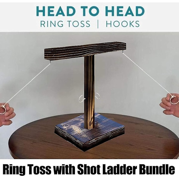 Håndlavet Krog Ring Kast Spil i Træ, med Shot Stige Bundle