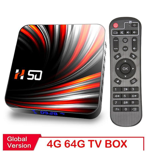 Tv-boks Android 10 4 GB 64 GB 4K H.265 Mediaspiller 3D Video 2,4 g 7 GHz Wifi Bluetooth Smart Tv-boks Dekoder EU PLUG