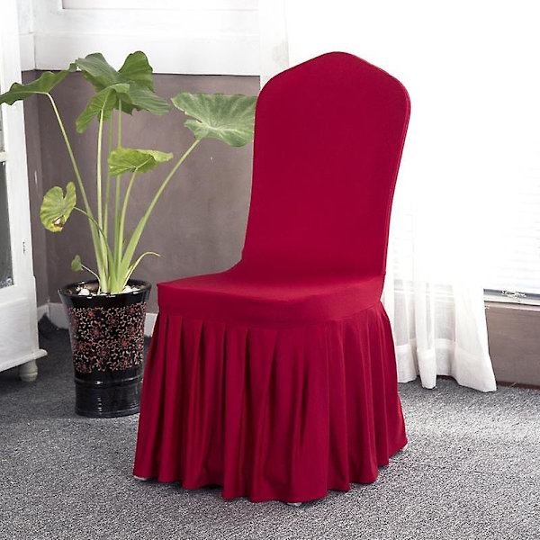 Spandex Stolsöverdrag Avtagbart Stretchöverdrag Volangfåll Matsal Bröllop Bankett Stolsöverdrag Wine Red
