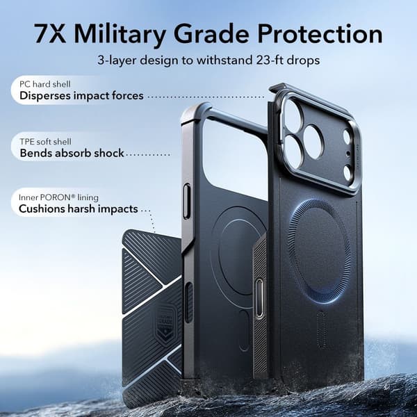 [LCS]ESR iPhone 17 Pro Max Cover MagSafe Cyber Kickstand Sort 100