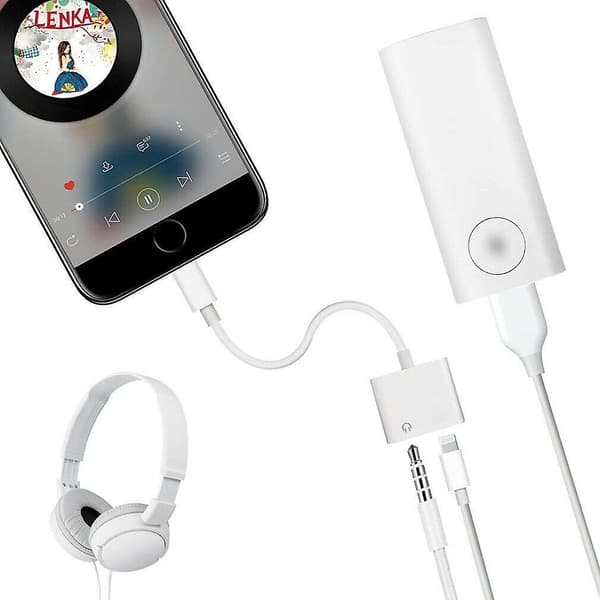 [LCS]2i1 Audio Splitter Adapter Oplader 3.5mm Høretelefon Kompatibel med Iphone 7 8 X Plus Xr Max