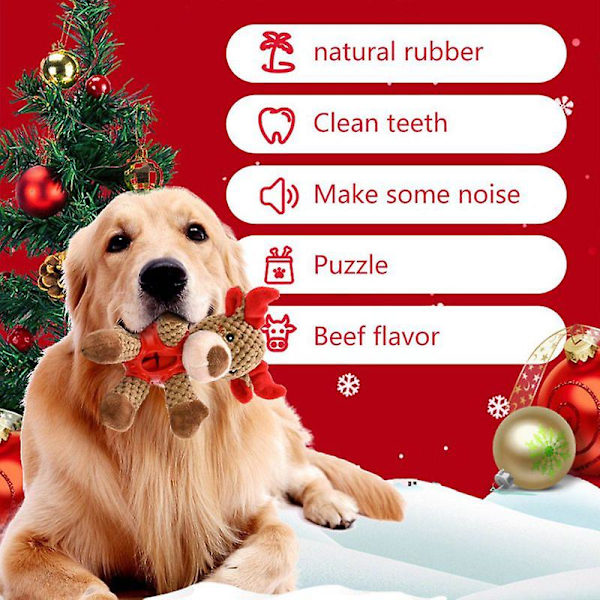 Jul Bit Ljud Söt Jultomte Älg Plyschleksak För Hund Interaktiv Elk