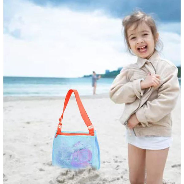 Shell Mesh Håndtaske, Shell Taske, Strandlegetøjstaske, Net Taske (to pakker) blue