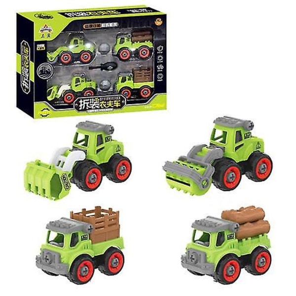 Barns DIY-monterad leksaksbillåda teknisk lastbil brandbil bulldozer grävmaskin simulering bilmodell leksak
