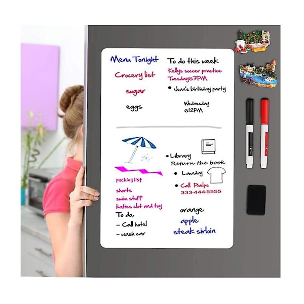 Magneettinen valkotaulu jääkaappikalenteri, kätevä suunnittelija ja ostoslista white board