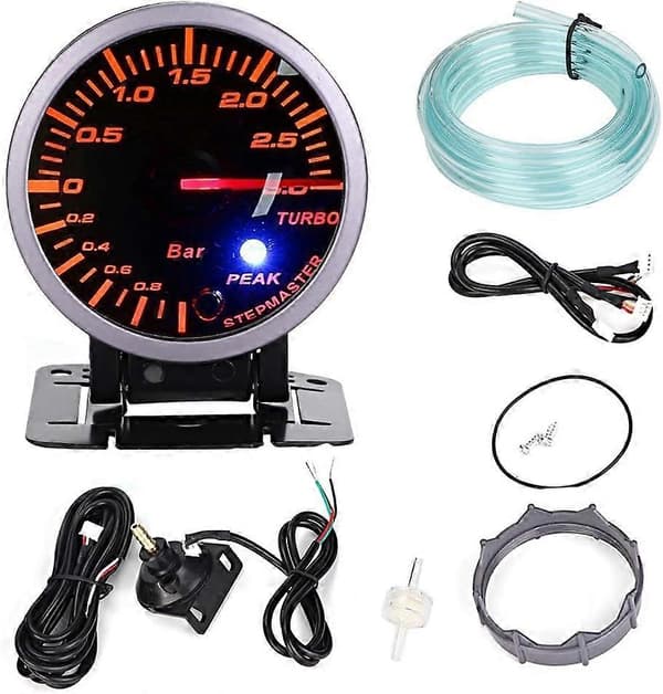XHX Turbo Boost-måler, 2,5 tommer 60 mm 3,0 Bar LED Bilmodifikation LED Turbo Boost-måler Pointer DC12V til alle typer modificerede køretøjer