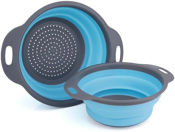 [LCS] Vikbar silikon durkslag, köksfruktkorg blue