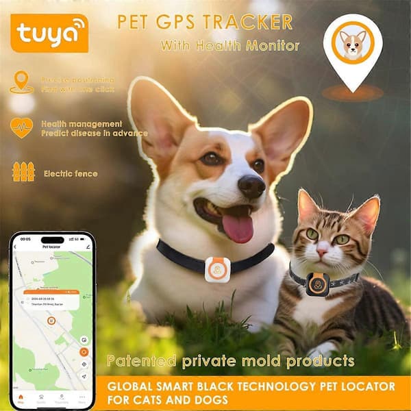 Mini kæledyrs GPS-tracker med sundhedsmonitor 4G SIM-kort Anti-tab tracker Realtidspositionering Kæledyr gør