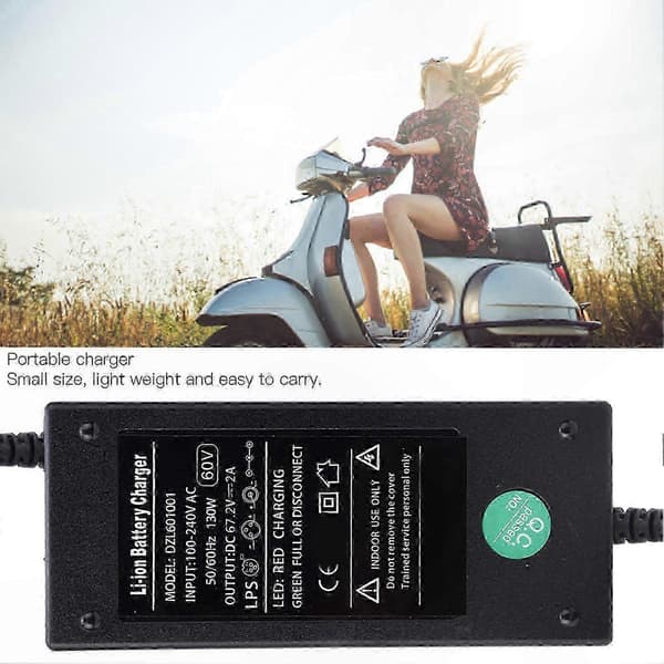 DC strømforsyning for elektrisk sparkesykkel, 67,2V 2A hurtigladeradapter