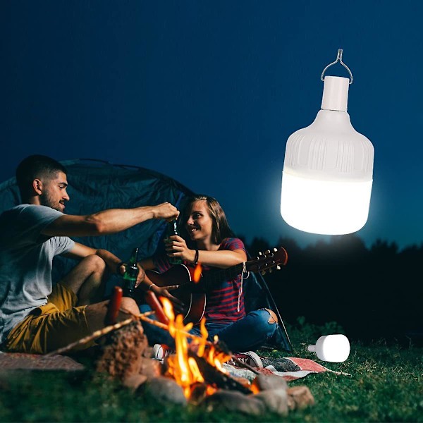 LED Campinglampa Uppladdningsbar 60W 5000 Lumen Tältlampa med Spets och USB-kabel, 5 Nivåer Dimbar Batteridriven Uppladdningsbar Portabel