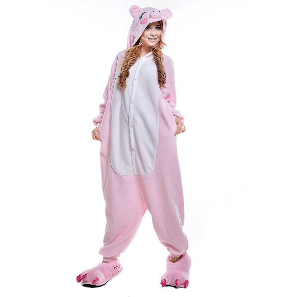Reedca Totoro Aikuisten Onesie Halloween Cosplay Asut Anime Pyjamat Yhteensopiva Naisten Ja Tyttöjen Kanssa, napitus Pig XL