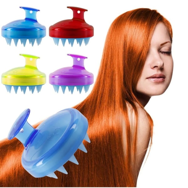 Massageborste för hårbotten i silikon Blue