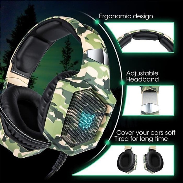 Camouflage Gaming Headset För Nintendo Switch Ps4 Xbox One Med Mikrofon Camouflage Green