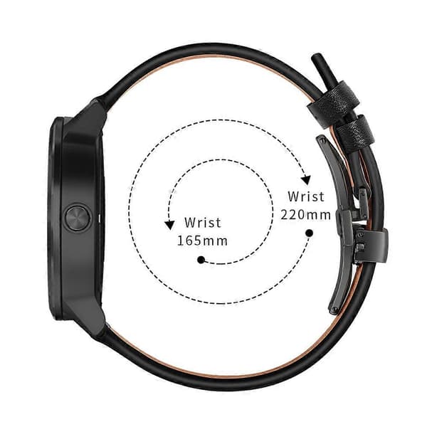 [LCS]20mm Top-layer koskind ægte læder urrem erstatning til Garmin Vivoactive 3 Vivom Black Black+Black