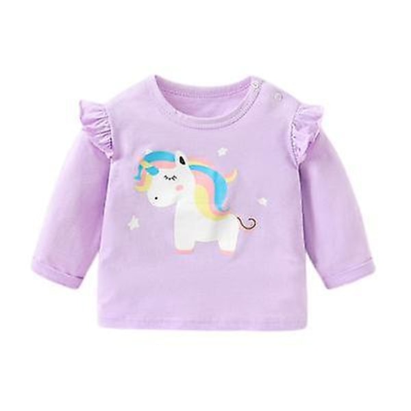 Kvinnlig Baby Långärmad T-shirt Bottoming Shirt Kläder Toppar purple 110CM