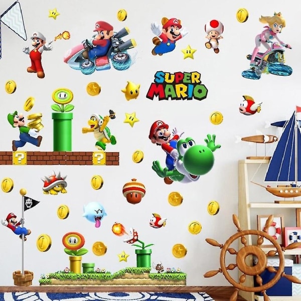 3 st Super Mario dekorativa tecknade söta pvc väggdekaler roliga 3d väggklistermärken Vardagsrum