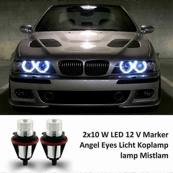 8000K Hvide LED Angel Eye Pærer Lamper Par Kompatibel med E39 E53 E60 E63 E64 E66 E87 og X3 X Serie As shown