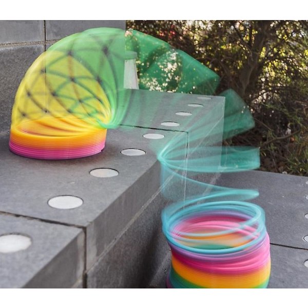 Färg Rainbow Circle Magic Circle Down Stairs Creative Decompression 7 Color Spring Ring 8.7x9cm