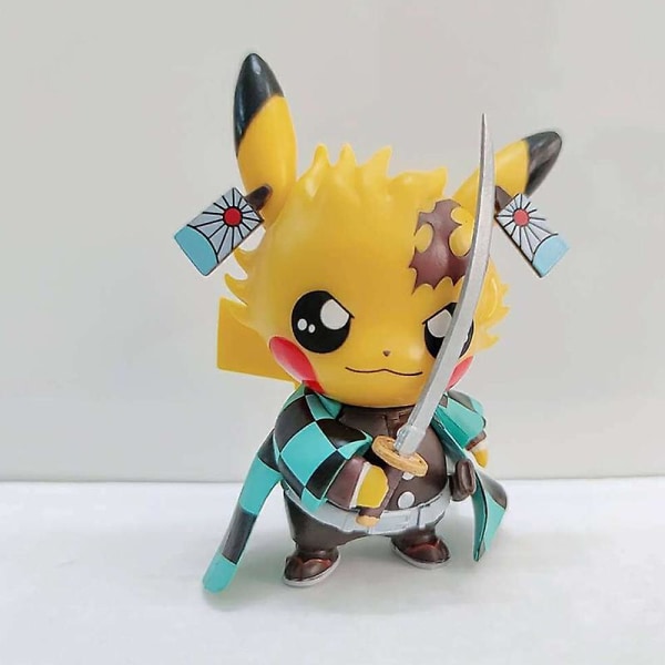 Q Version Actions Figurer Pikachu Anime Karaktär Modell Pvc Action Figur Tecknad Toy Collection Mantra Chidori Sasuke