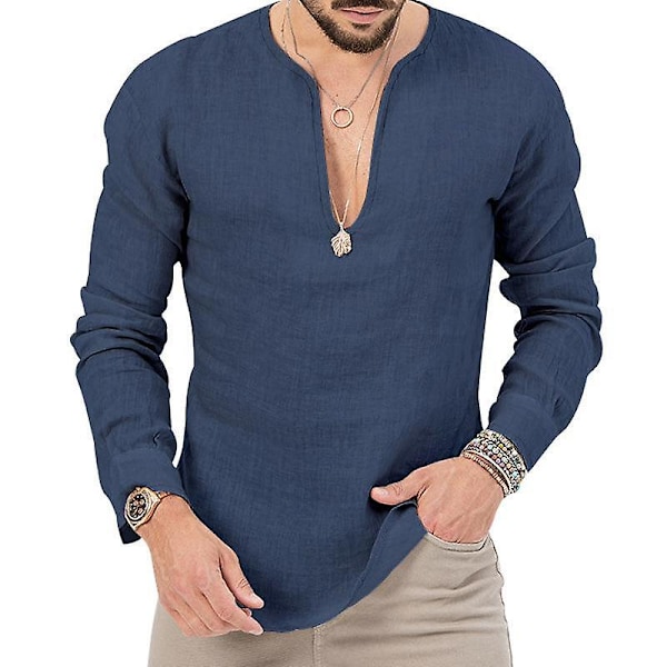 Slim linned langærmet t-shirt herre sort XL