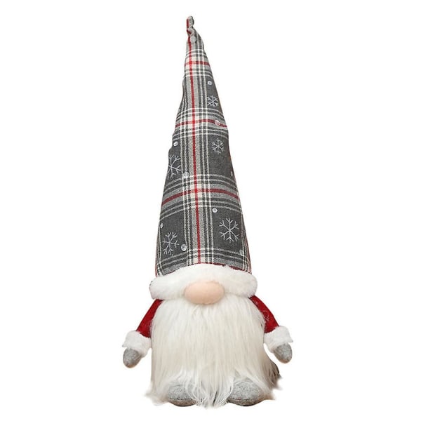 Jul-Gnome med Nattlampor Svensk Tomte Rutig Hatt Rudolp grey 46x20cm