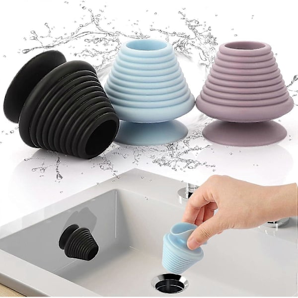 Universell Silikon Avloppsplugg, Diskbänksplugg med Sugkoppshandtag, Passar 1-2\" Diameter Avloppshål, 3-Pack Badkarspropp
