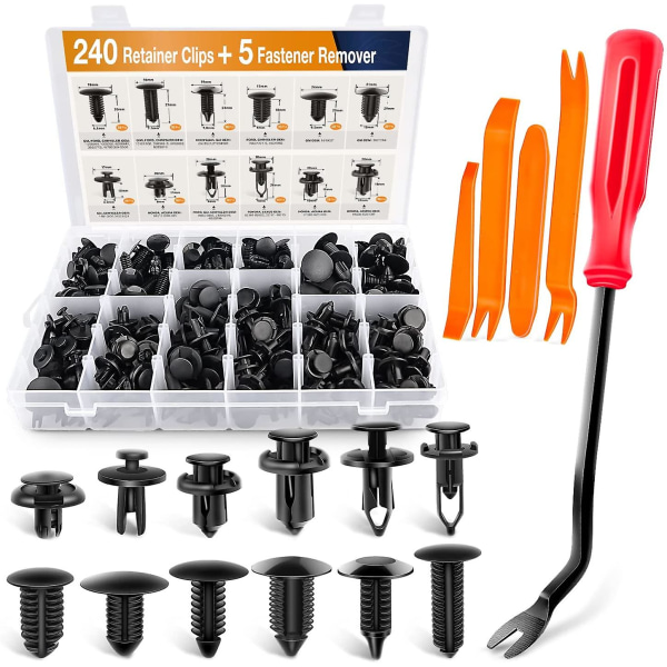 240 st Bumper Retainer Clips Bil Plast Nitar Fästen Push Retainer Kit Populäraste Storlekar Auto Push Pin Nitar Set 240pcs