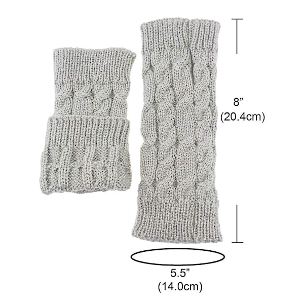 Muodikkaat Lämpimät Pehmeät Mukavat Rannekäsineet Talvi Sormettomat Tyttöjen Käsivarsikäsineet Lapaset Neulotut Naiset Light Grey
