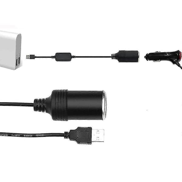 Bilomformeradapter USB-port til 12V sigarettenneruttak hunn strømledning