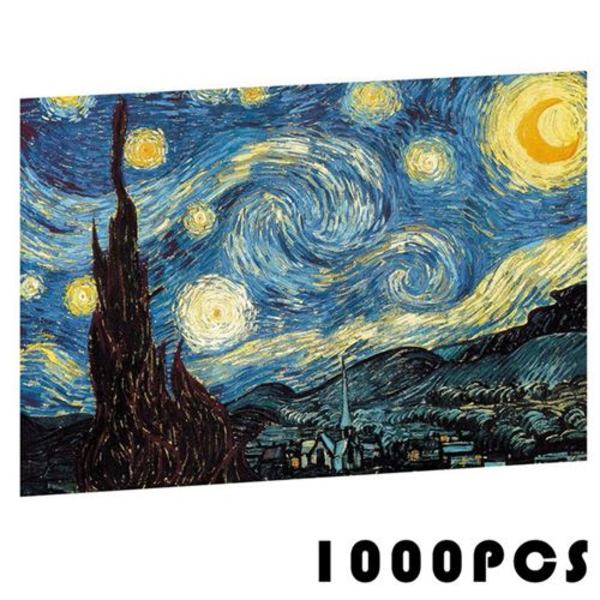 Van Gogh Stjärnhimmel Pussel 1000 Bitar Vuxenpussel Intressant - Blå