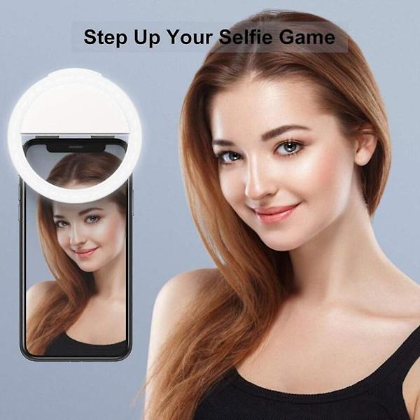 Selfie-rengasvalo, USB-ladattava, kannettava, klipsikiinnitteinen selfie-valo Black