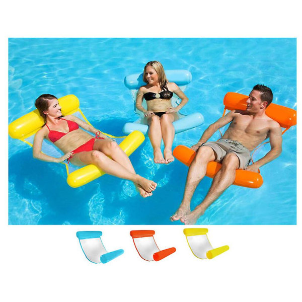 Uppblåsbar Vattenhängmatta Flytande Säng Loungestol Drifter Pool Strand Flytmadrass För Vuxna Blue