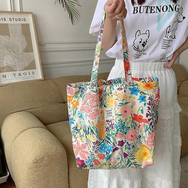 Spand til kvinder Arbejdstasker til kvinder Tote Printing Canvas Skuldertaske Retro Casual Håndtasker Messenger Tasker