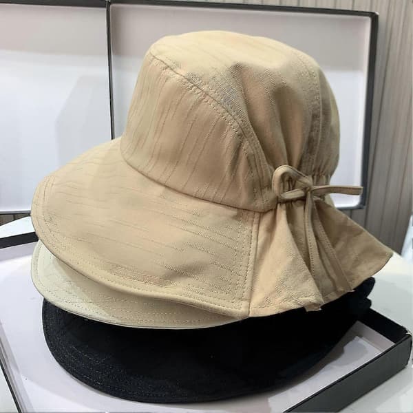 Fiskerhat til kvinder, japansk stil, anti-UV, justerbar snøre, solhat til daglig brug Black
