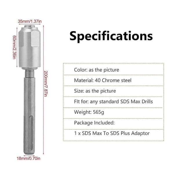 [LCS]SDS til SDS Plus-adapter kompatibel med borhammere, boromformer, skaft kompatibel med rivningshammere