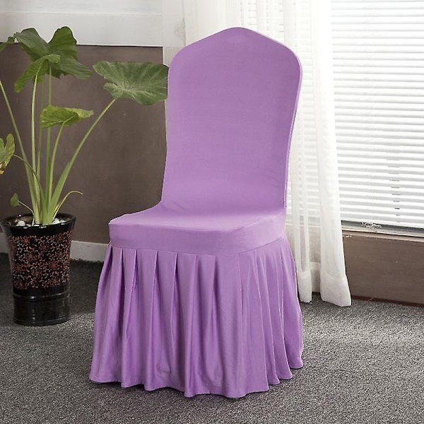 Spandex Stolsöverdrag Avtagbart Stretchöverdrag Volangfåll Matsal Bröllop Bankett Stolsöverdrag Light Purple