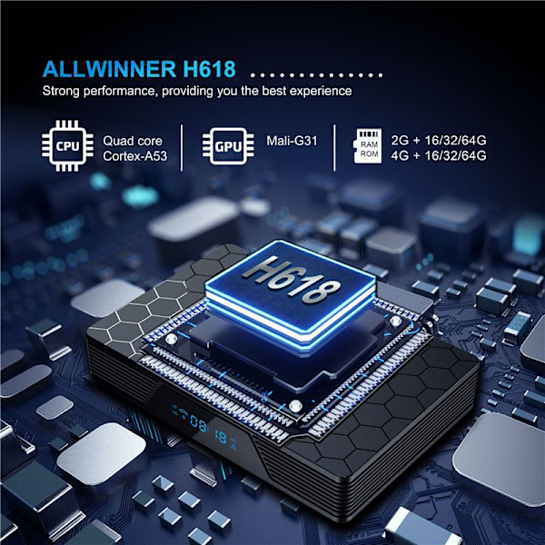 Smart TV Opgradering, Quad-Core Processor Android Boks 2024 til Hjemmeunderholdning, Wi-Fi 6 Aktiveret Streaming Enhed med 8K Decoder og Bluetooth 5.0