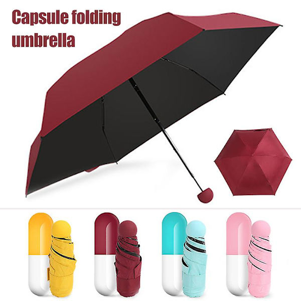 Mini Kapsel Paraply Letvægts Sol Regn Lomme Paraplyer Anti-uv Foldbar Blue