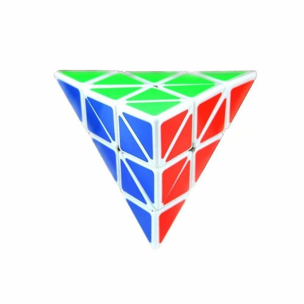 Miljövänlig Vit Plast Speed ​​Pyraminx Magic Cube Triangulär Magic Cube