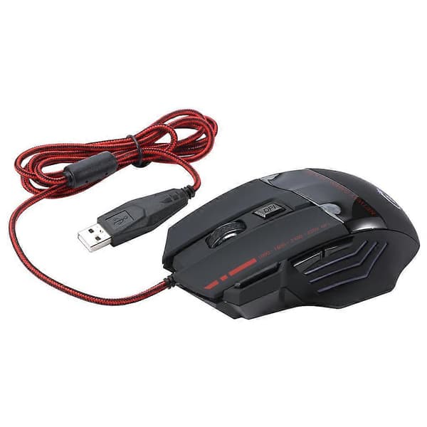 5500DPI 7 knapper LED USB Optisk Kablet Gaming Mus til Pro Gamer A907 Sort