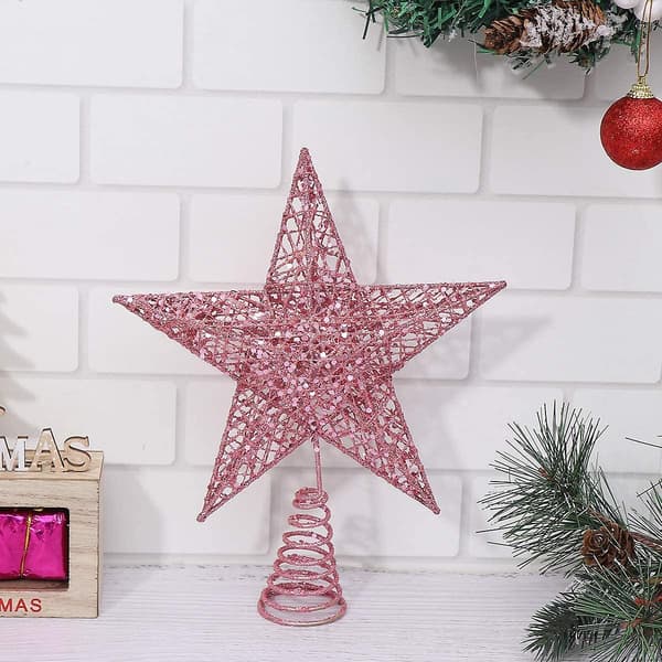 [LCS] Juletre Jernstjerne Topp Glitrende Juletrepynt Ornamenter Red
